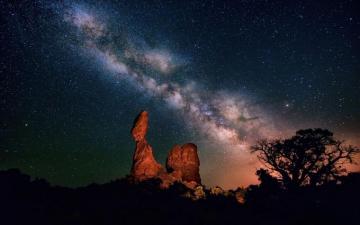 Galaxy Milky Way Stars Desert Night Rocks Stones Wallpaper