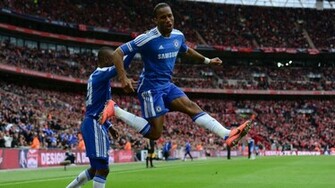 Chelsea Fc Drogba Jump Wallpaper Background