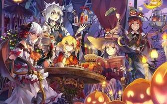 Wallpaper Beautiful Anime Girls Halloween HD Picture Image