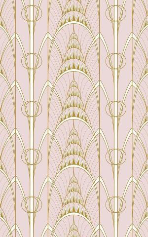 Pink Art Deco Chrysler Building Print Wallpaper Mural Hovia