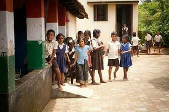 Kids Barefoot At School Image