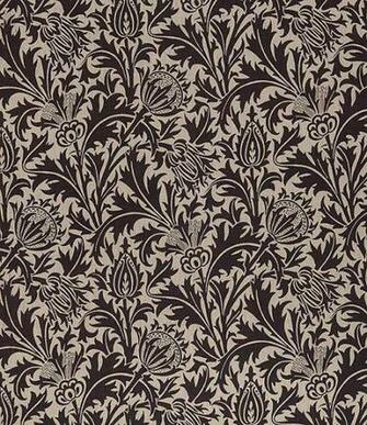 Thistle Wallpaper Black On Greige Depicting Flowers