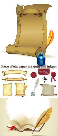 Stock Piece Of Old Paper Ink Quill And Inkpot Graphic4share