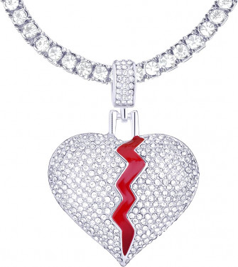 Amazon Remedy Broken Heart Iced Pendant Tennis Chain Thc