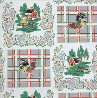 S Vintage Kitchen Wallpaper Farm Scenes Roosters