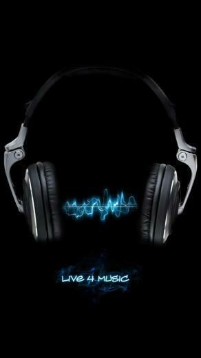 Live For Music Black Neon Blue iPhone Wallpaper