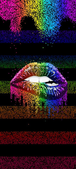Starry Rainbow Lips Love Wallpaper Background Pink