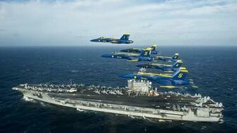 Blue Angels Jet Aircraft Carrier Ocean Military Wallpaper