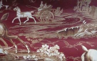 Red Toile Wallpaper Hunt Scene Brown Cream Carey Lind York Ep7106