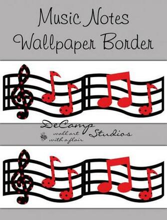 Red Black Music Musical Notes Wallpaper Border Wall Decals Decor