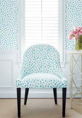 Wallpaper Fabric Tanzania In Turquoise Bungalow Yellow