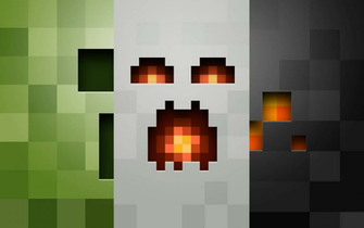 Minecraft Baddies Creeper Ghast Spider Wallpaper