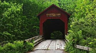 Wallpaper Bridge Blossom Indiana Covered Travel Image
