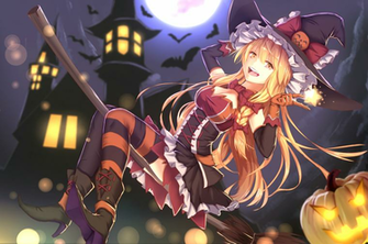 Anime Girl Halloween Costume Witch Broom