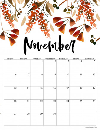 Printable November Calendar Wallpaper