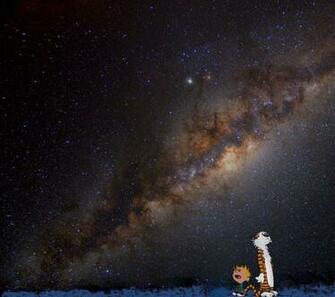 Cartoons Outer Space Night Calvin And Hobbes Trippy Milky Way
