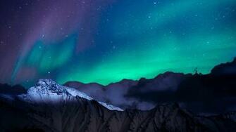 Northern Lights Night Sky Mountains Landscape 4k Wallpaper HD