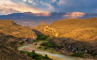 Rio Grande And Sierra Del Carmen Range In Big Bend National Park