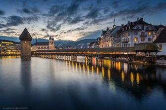 Wallpaper Lucerne Switzerland Chapel Bridge Desktop