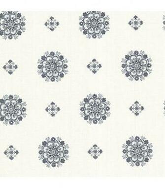 Vintage Blue Floral Medallion Wallpaper Sample Jo Ann