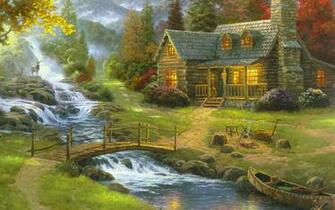 Thomas Kinkade Mountain Paradise Wallpaper