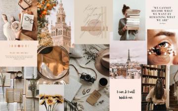 Neutral Collage Vintage Desktop Wallpaper Computer
