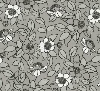 Stylized Floral Wallpaper Black And Gray Contemporary