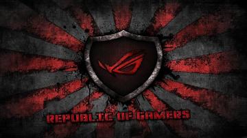 Wallpaper Red Logo Grey Background Brand Asus Rog