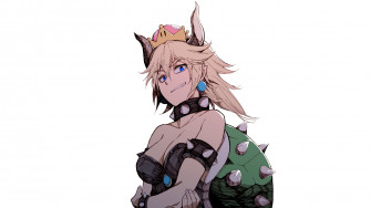 Blue Eyes Anime Game Art Girls Super Mario Crown