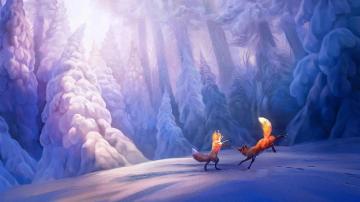 Wallpaper Forest Fox Snow Winter Digital Art Daylight