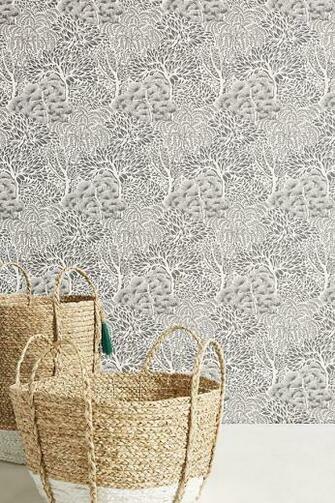 Miyuki Wallpaper Green Wall Decor Anthropologie Gold