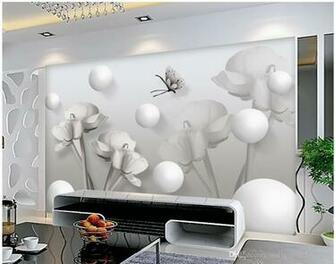 Gray Creative Flowers 3d Tv Backdrop Mural Wallpaper Wall