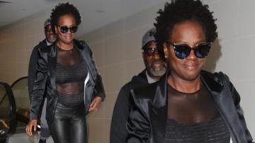 Viola Davis Rocks Sheer Top And Black Bra While At The Airport