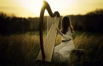 Wallpaper Girl Light Harp Image For Desktop Section