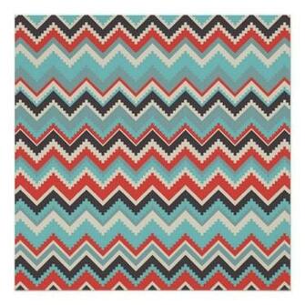 Aztec Tribal Chevron Zig Zag Pattern Red Blue Gray Poster