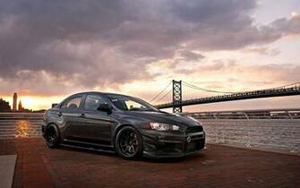 Beautiful Mitsubishi Lancer Evo X Against The Background Of