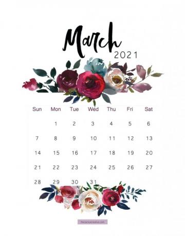 Printable Calendar Floral Watercolor Letter