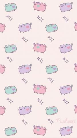 Pusheen The Cat Floral Pastels Spring iPhone Wallpaper