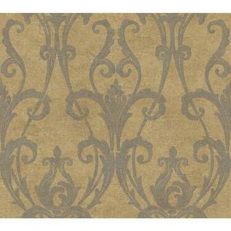 St Augustine Gold Satin And Pewter Tufted Fabric Wallpaper
