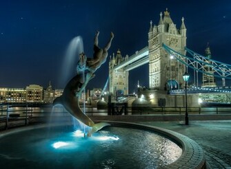 Tower Bridge England London Uk Night The