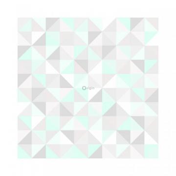 Wallpaper Triangles Mint Green Light Warm Gray Matt White And