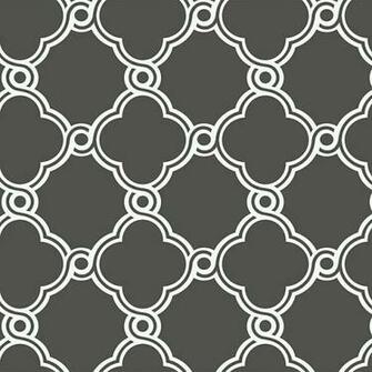 Fretwork Trellis Wallpaper Charcoal Gray White Double Roll Traditional