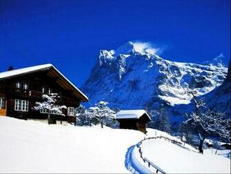 Mountain Cabin In Winter Wallpaper