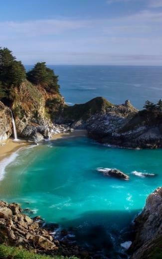 Ocean Bay Waterfall Nature Htc 8x Wallpaper