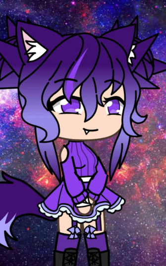Purple Gacha Life Cat Girl Cosmic Wallpaper