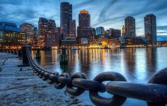 Wallpaper Boston City Usa Waterfront Skyscrapers