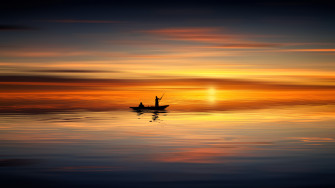 Boat Ocean Sunset Landscape 5k Wallpaper HD Photography 4k Image