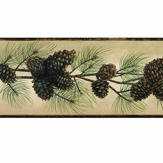 Rustic Pine Cone Wallpaper Border Multi Earth
