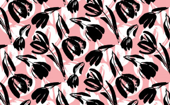 A Black And Pink Floral Pattern Wallpaper