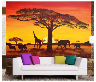 Buy Great Art Mural Sunset In Africa Wallpaper Safari